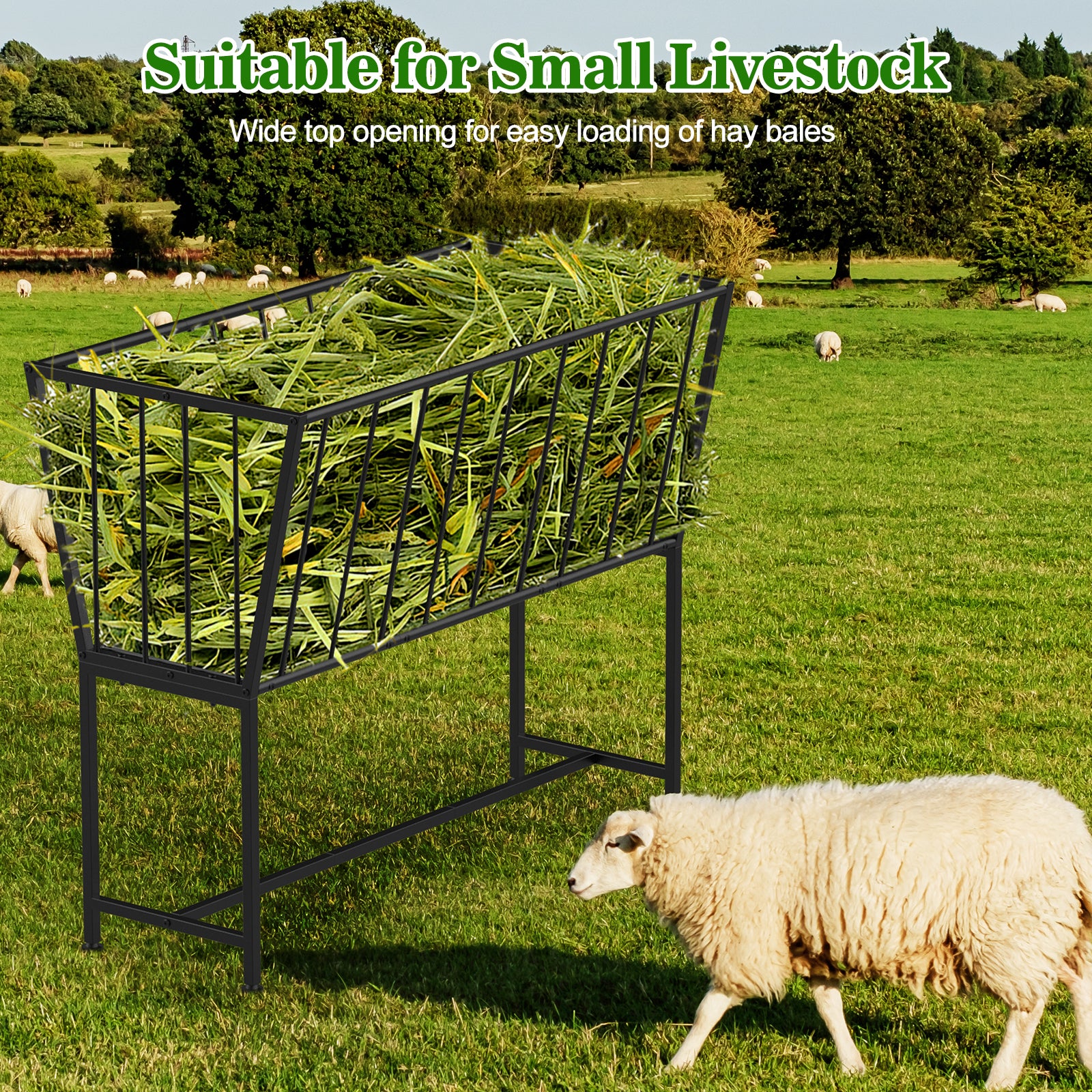 Heavy-Duty Metal Goats & Sheep Hay Feeder with Stand