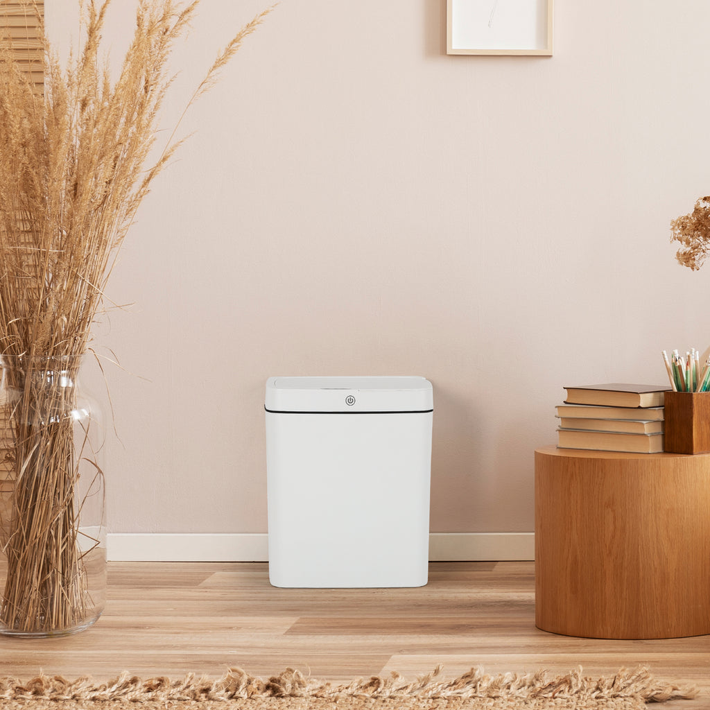 3-Mode Intelligent Sensor Trash Can - Automatic Touchless Garbage Bin with Battery Operation - Modern White Wastebasket for Bedroom & Bathroom