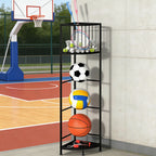 3-Tier Corner Sports Ball Rack - Vertical Storage Organizer for Basketballs, Soccer Balls & Volleyballs,