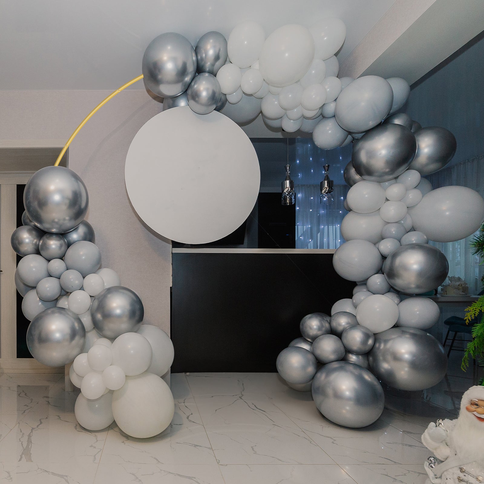 8ft Round Gold Balloon Arch Stand, Metal Circle Backdrop Frame for Wedding & Birthday Party