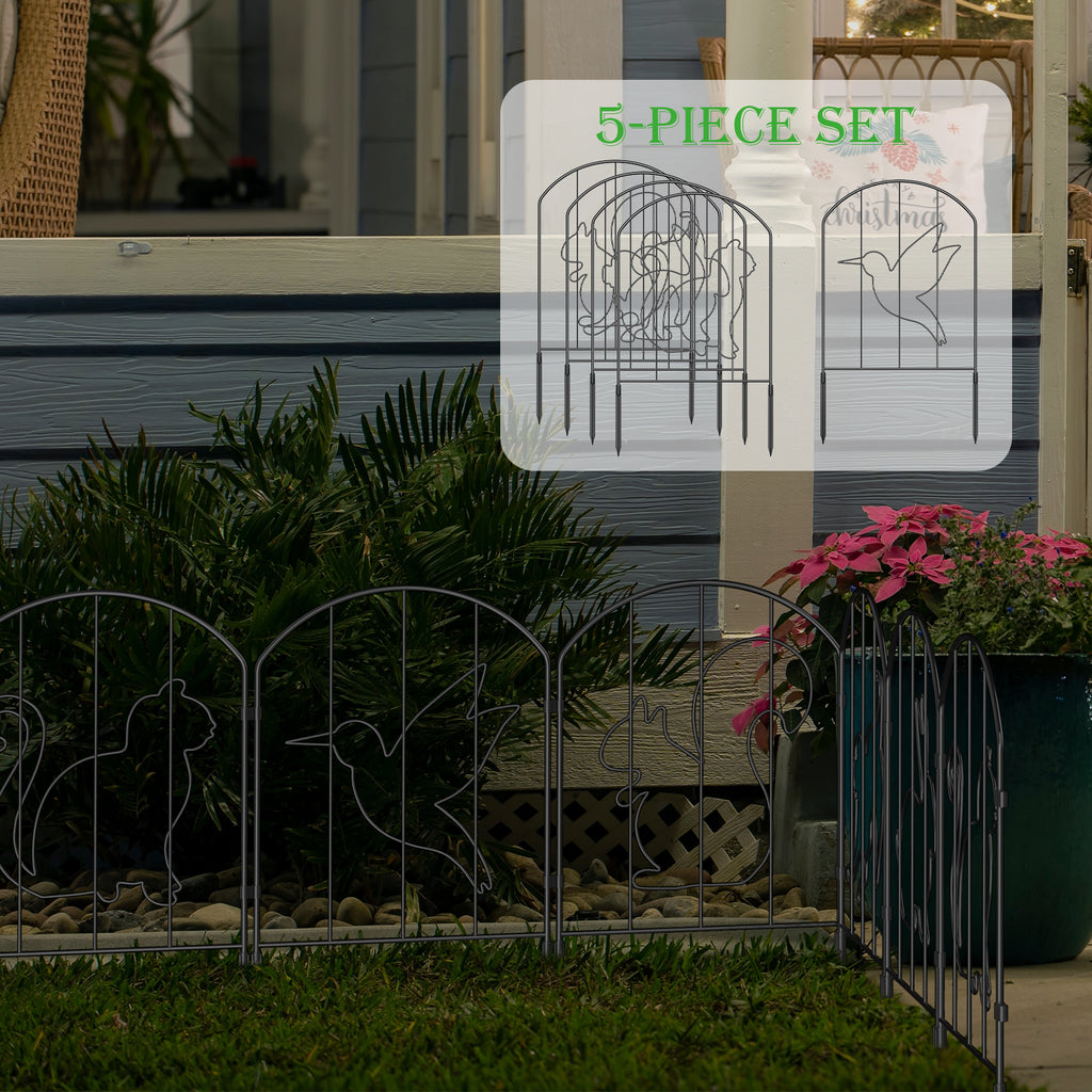 10-Panel Animal Pattern Garden Fence - 10.4FT Decorative Metal Border Edging for Yard & Path