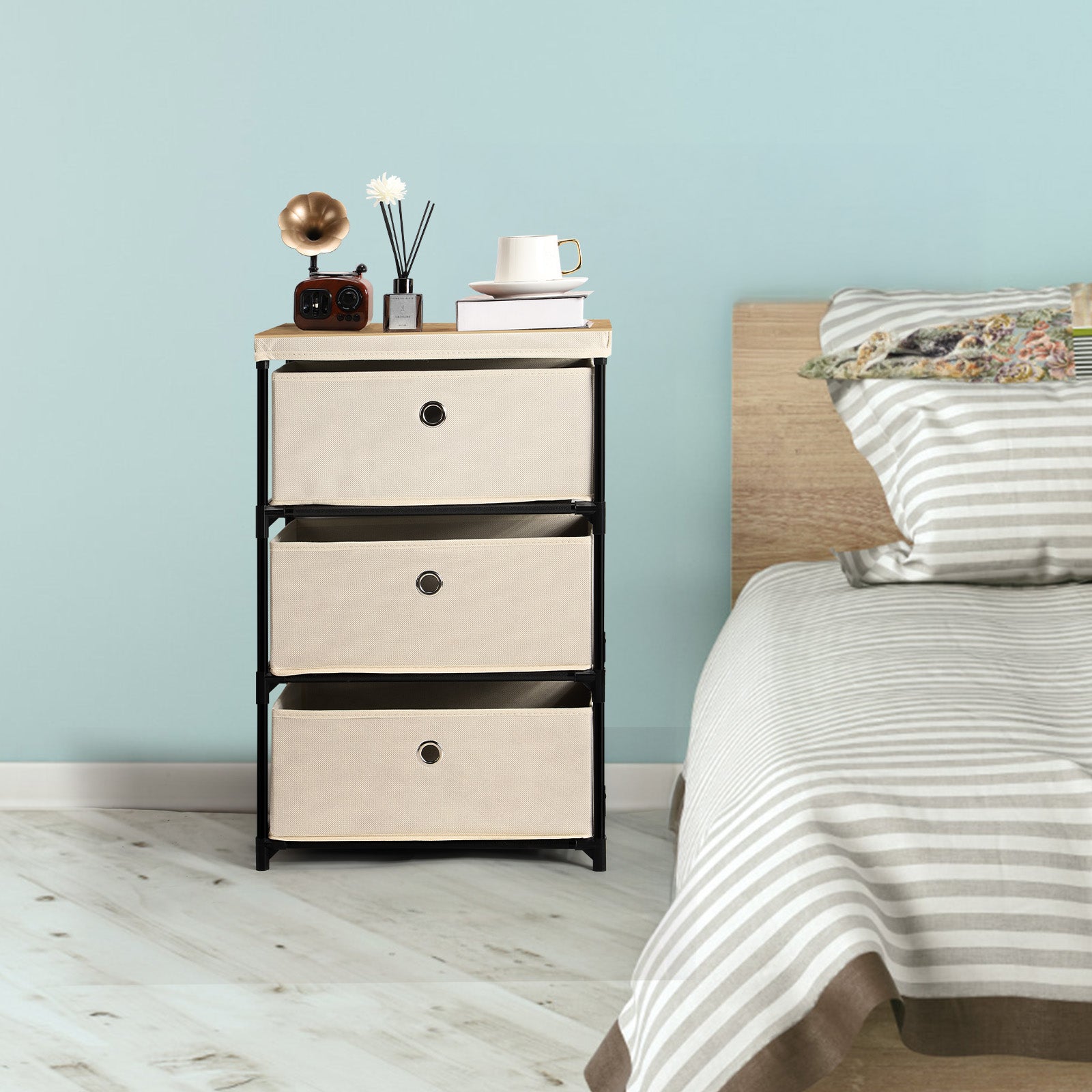 3-Drawer Fabric Dresser - Small Storage Tower for Closets, Bedroom & Entryway