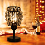 Pair of Petite Onyx Crystal Nightstand Lights with Refined Glass Shades and Robust Metallic Foundations for Lounges and Guest Rooms (Bulbs Excluded)