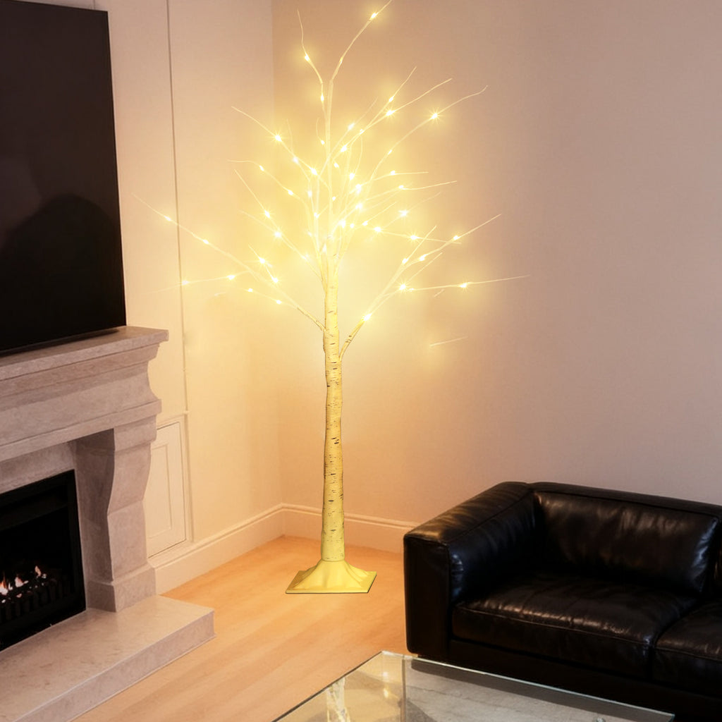 2-Pack 4FT Lighted Birch Trees with Fairy Lights - Plug-in Artificial Christmas Twig Trees for Indoor/Outdoor