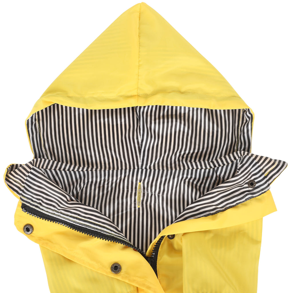 Waterproof Canary Yellow Pet Slicker with Adjustable Hood and Breathable Mesh Lining for Small Canines