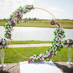 8.2ft x 8.2ft White Round Backdrop Stand, Circle Balloon Arch Frame Circle Backdrop Stand White Round Arch for Wedding Birthday Party Bridal Shower Anniversary Event Ceremony Decoration