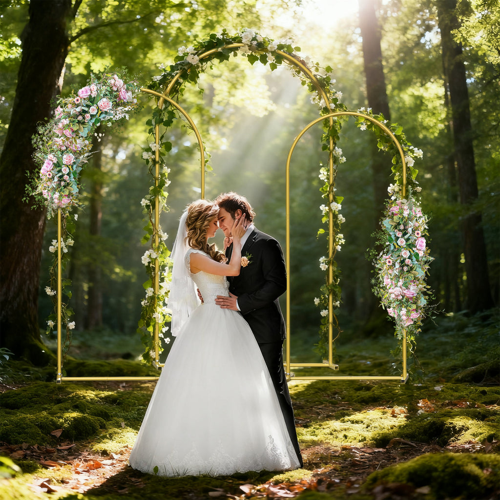 Set of 3 Metal Arch Backdrop Stands (7.3FT, 6.6FT, 6FT) - Wedding Arch Frame for Ceremony