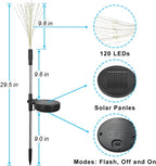 2 Pack Solar Firework Lights - 120 LED Outdoor Garden Decorative Pathway Lights w/ 8 Modes, Warm White