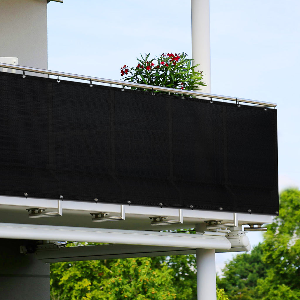6' x 50' Black Fence Privacy Screen, Heavy-Duty Mesh Windscreen for Backyard & Deck (Zip Ties Included)