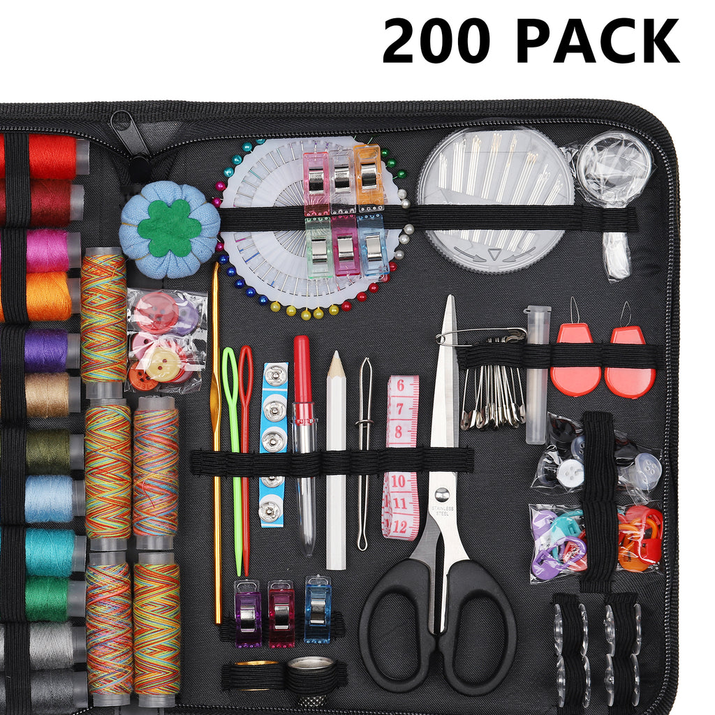 200-Piece Deluxe Sewing Kit - Professional Accessories with 41 XL Thread Spools - Portable Repair Kit for Travelers & Beginners