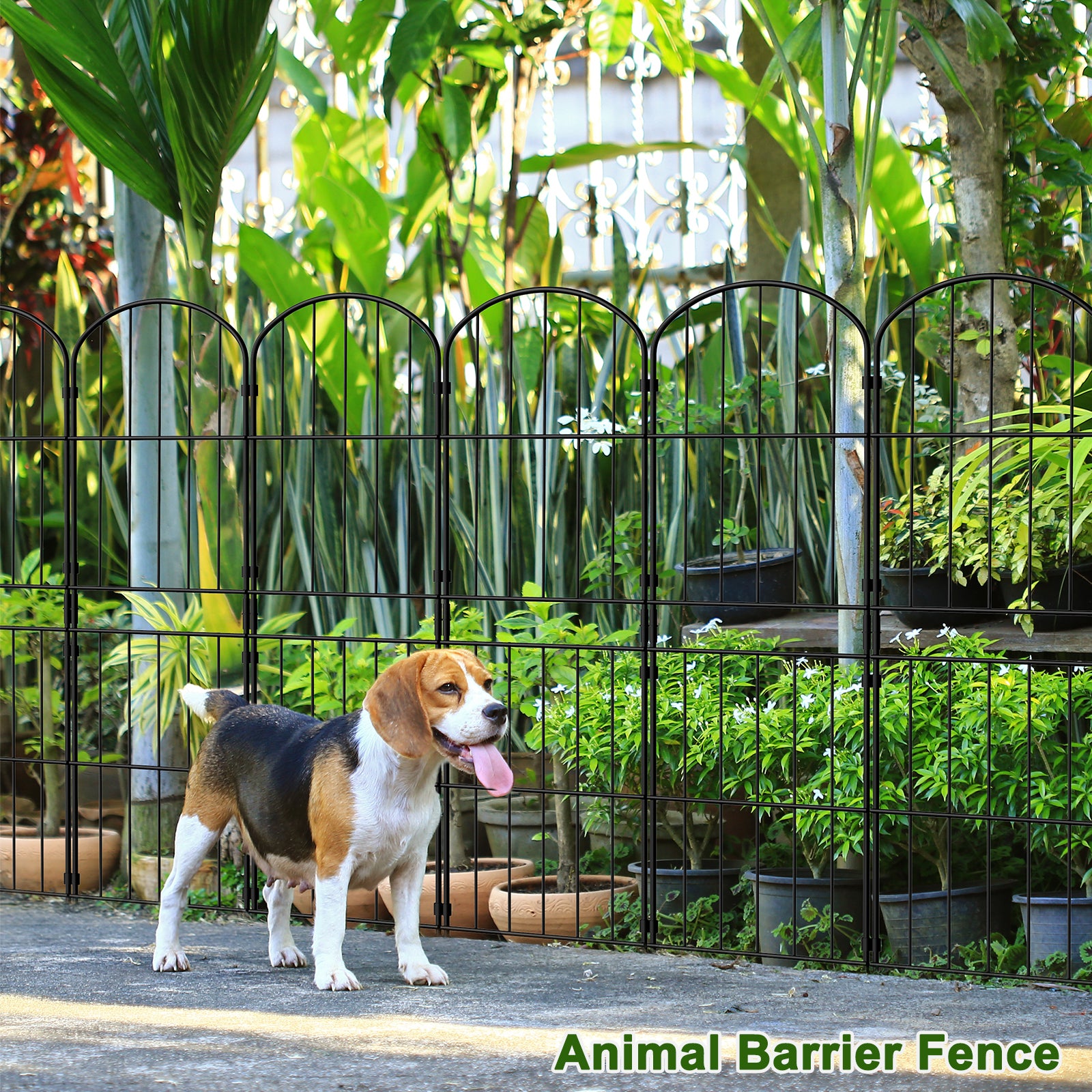 38" (H) x 10ft (L) Tall Decorative Garden Fence - 10-Panel Rustproof Metal Border Animal Barrier for Dogs, Heavy-Duty No-Dig Outdoor Fencing