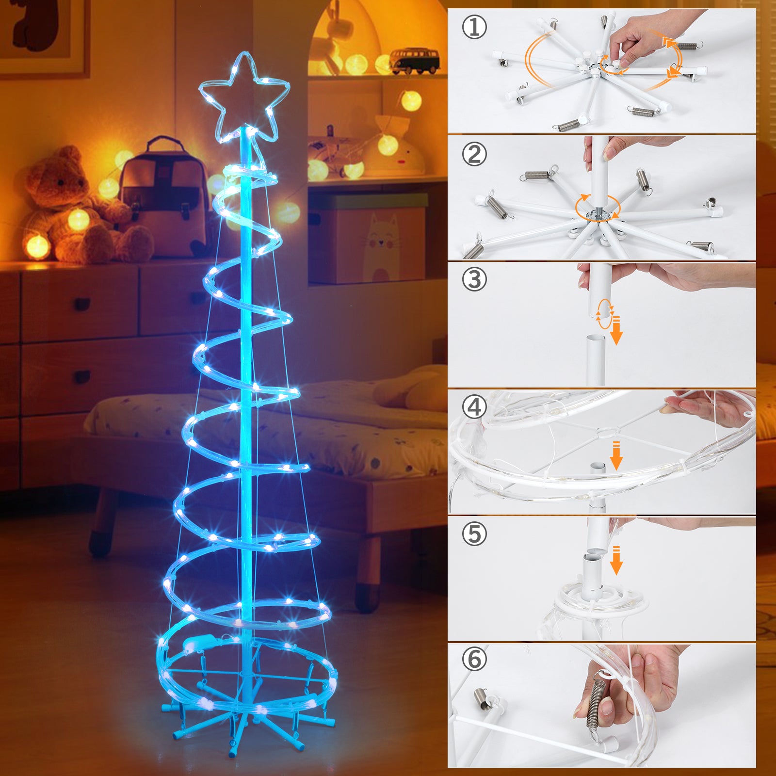 4ft Spiral LED Christmas Tree Outdoor Decorations - 16 Color Changing w/ Remote & Timer