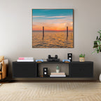 Floating TV Stand with Power Outlets - Wall Mount Entertainment Center for 50" TVs, Black
