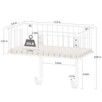 Wall Mounted Ironing Station Organizer with Flexible Hooks for T and Y-Leg Boards, Laundry Room Storage Rack, White finish