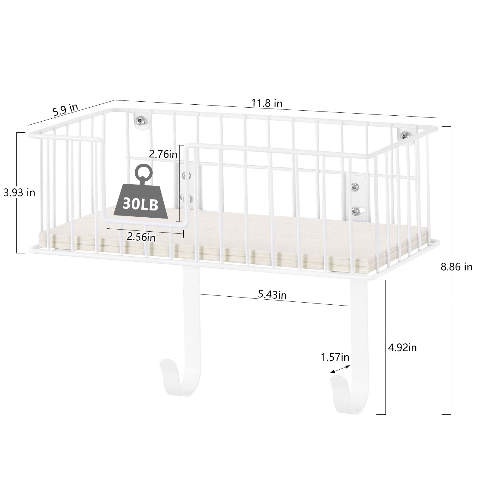 Wall Mounted Ironing Station Organizer with Flexible Hooks for T and Y-Leg Boards, Laundry Room Storage Rack, White finish