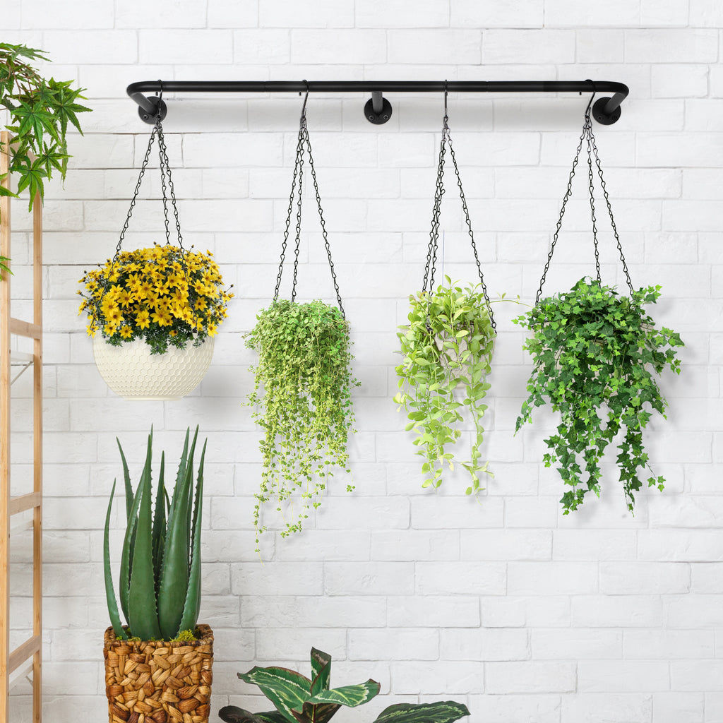 4-Piece Wall-Mounted Hanging Plant Rack with Chains