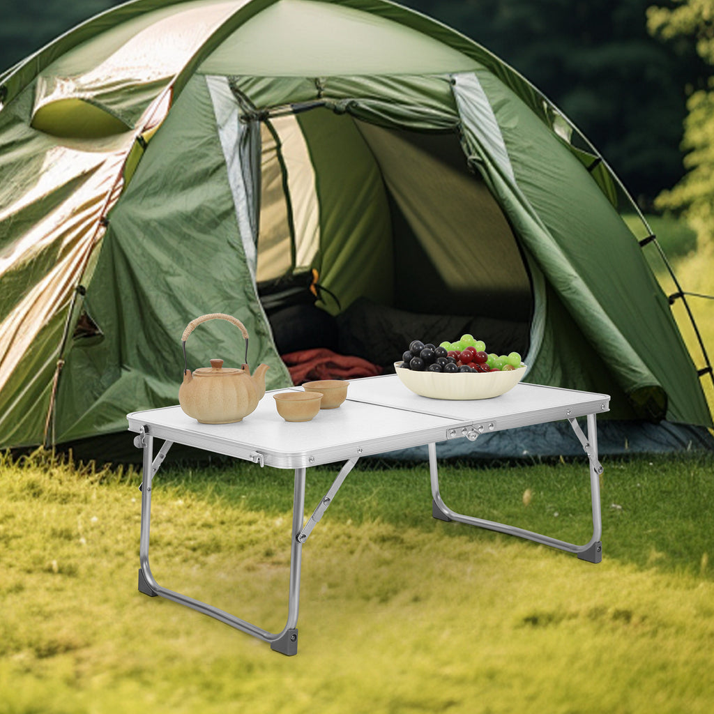 24-Inch Folding Aluminum Camping Table - Portable Low Picnic Table for Outdoor & Indoor Use - Lightweight Small Table for Tailgating & Garden