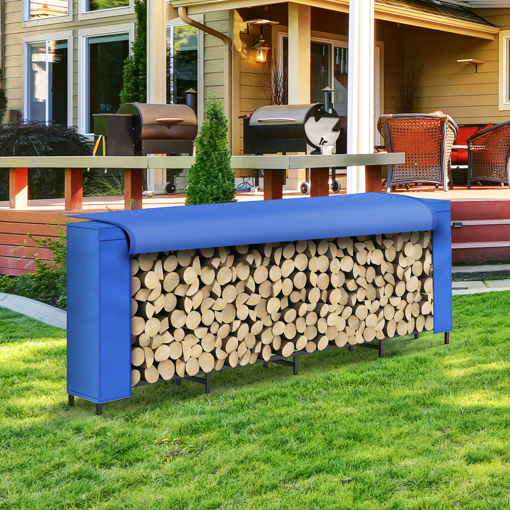 5.3ft Heavy-Duty Firewood Rack with Waterproof Cover, Weather Resistant Log Stacker for Outdoor Wood Storage, Large Capacity,
