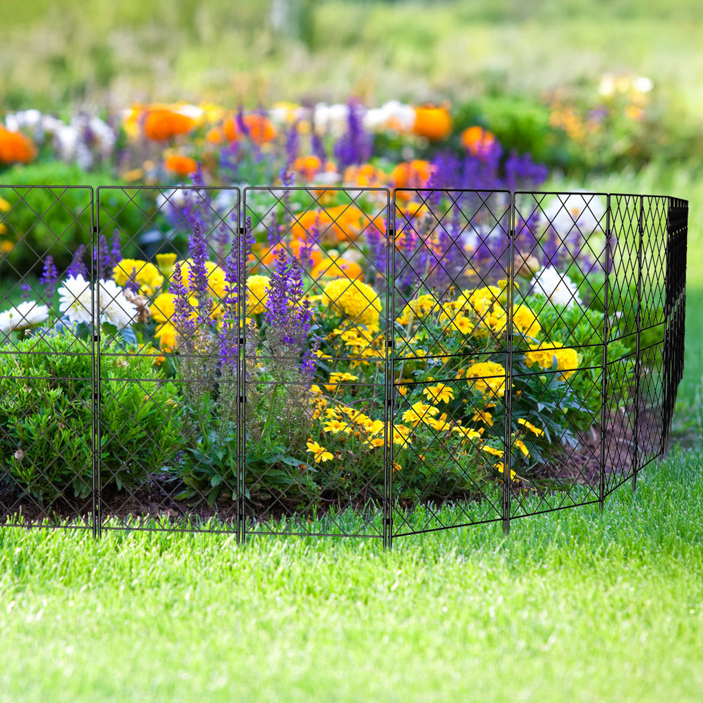 10-Pack Square Decorative Garden Fence - 37.5inch High Rustproof Metal Animal Barrier - Outdoor Garden Edging & Boundary Fencing for Dogs & Rabbits