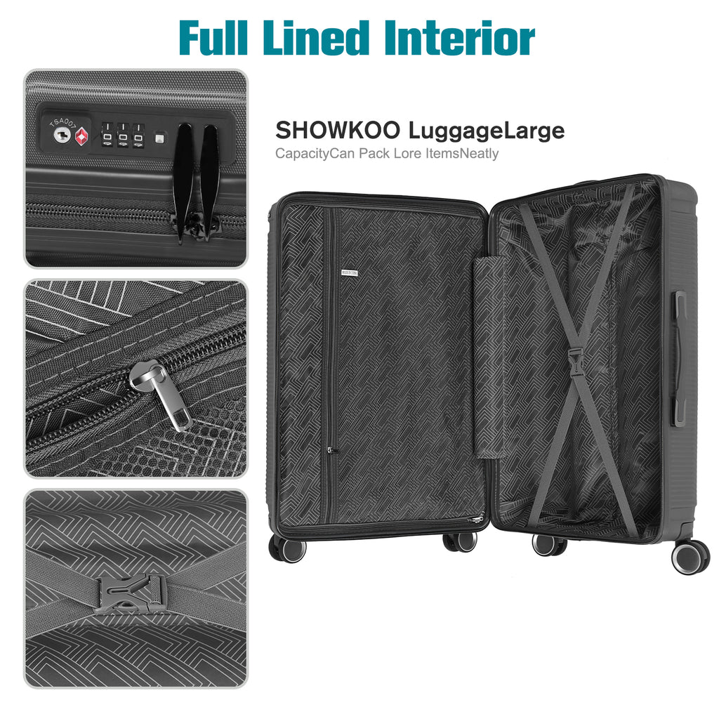 3PCS Luggage Set Suitcase w/TSA Lock Wheel Durable Spinner Hardshell Lightweight