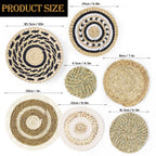 7-Piece Boho Woven Wall Decor Set, Round Circular Seagrass Wall Hanging Art for Living Room & Bedroom
