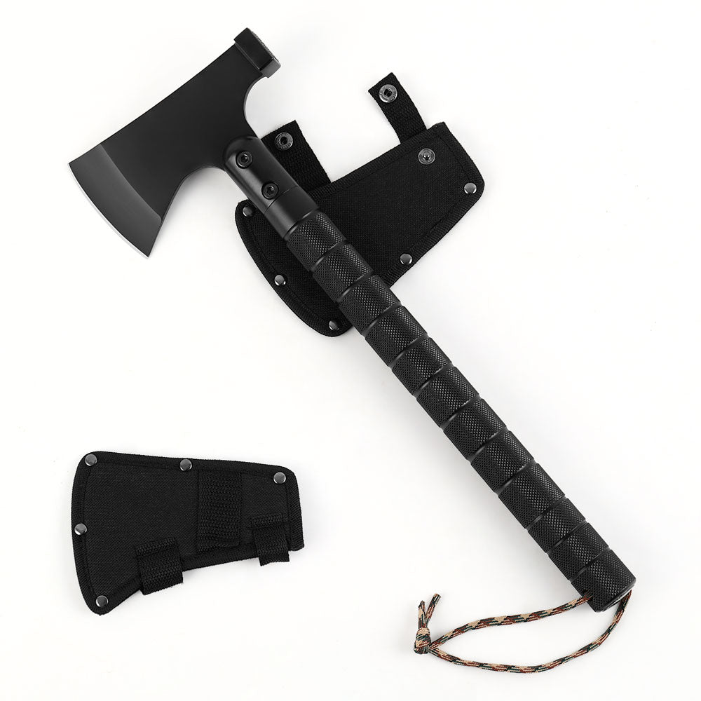 Survival Camping Axe Multi-Tool Set, Tactical Throwing Hatchet with Hammer, Whistle, and Flint for Hiking and Outdoor Adventure,