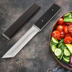 Handcrafted Samurai Tanto Knife with Wooden Sheath - Professional Fixed Blade Decorative & Functional Knife