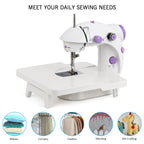 Handy Mini Sewing Machine for Daily Use, Manual DIY Crafting & Mending Machine, 2-Speed White/Purple
