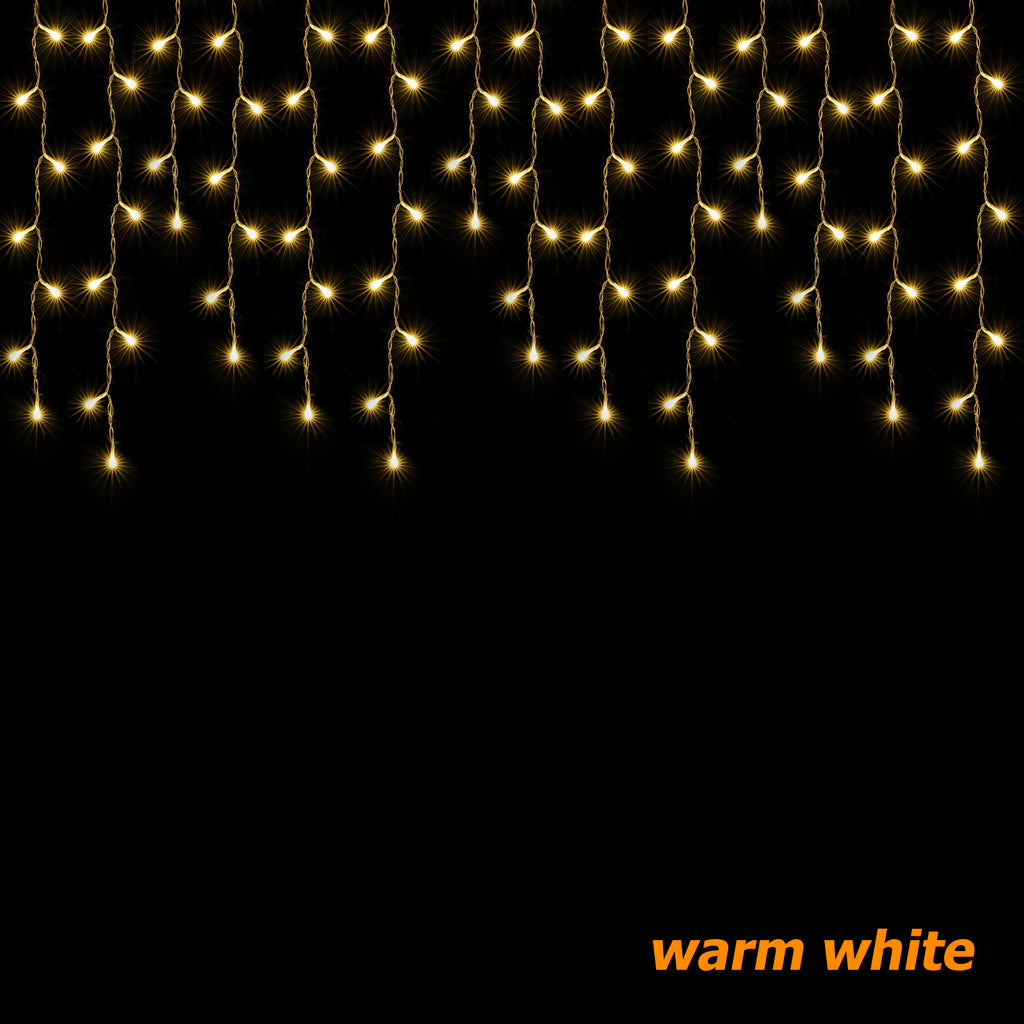 33FT 400 LED Warm White Icicle Lights - 8 Modes Hanging Fairy Lights for Patio & Wedding Decoration