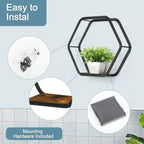 10-Piece Hexagon Floating Shelves | Modern Matte Black Honeycomb Wall Gallery Set