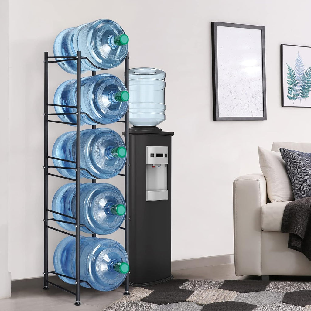 5-Tier Vertical Water Organizer | Heavy-Duty Detachable 5-Gallon Jug Storage Rack