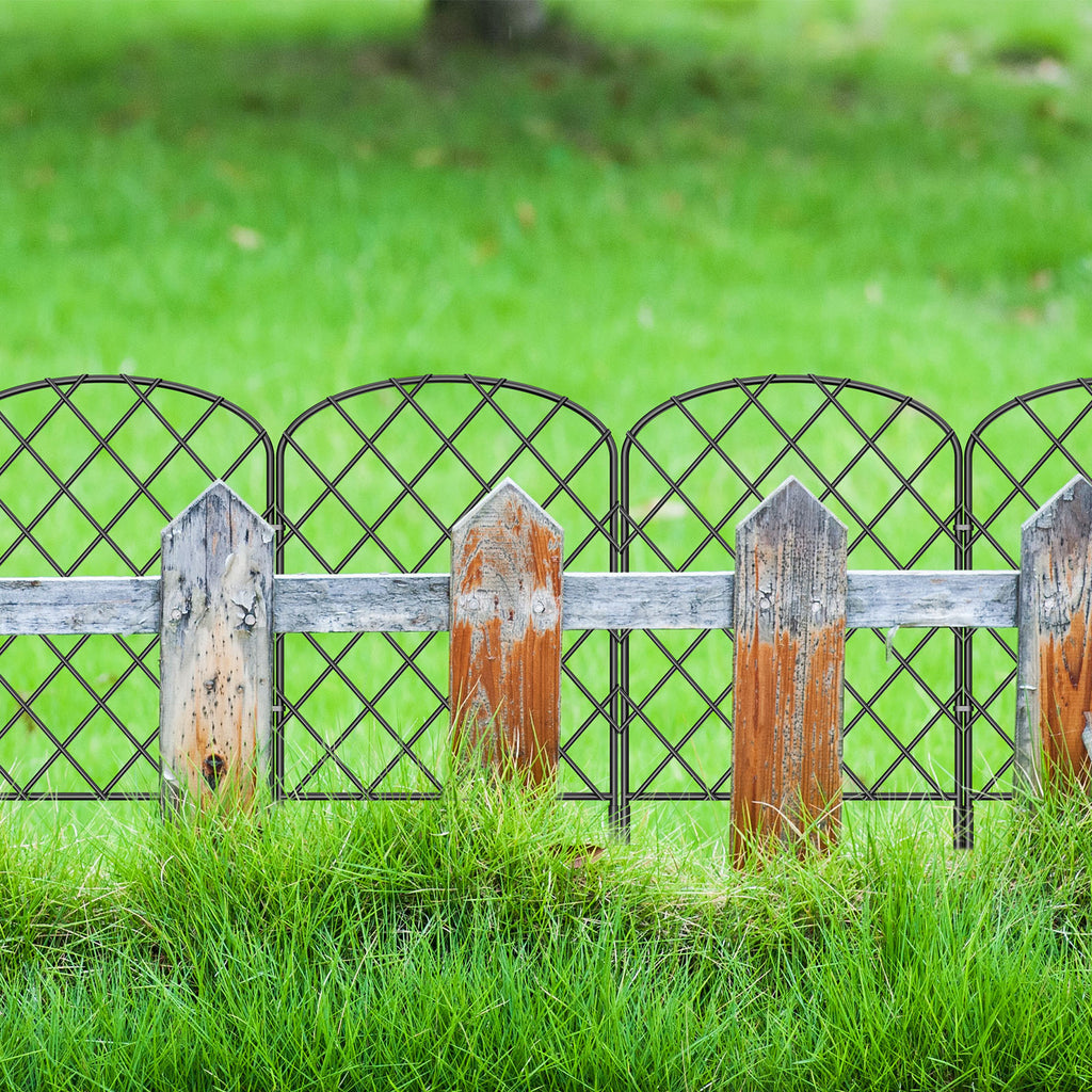 Decorative Lattice Garden Fence - Square Rustproof Metal Wire Fencing - Animal Barrier for Patio & Flower Beds,