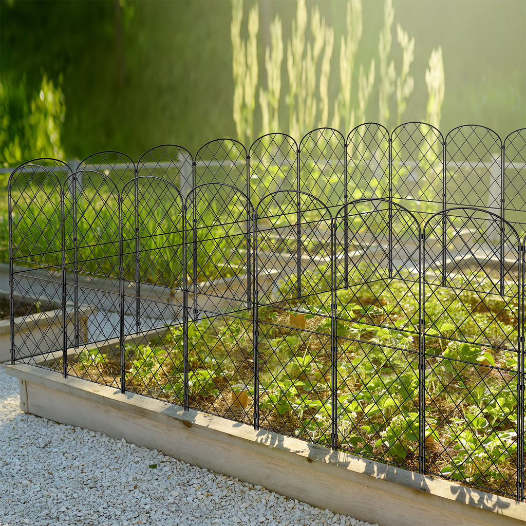 10-Pack Decorative Metal Garden Fence Panels - Rustproof No-Dig Animal Barrier - Arched Wire Edging for Flower Beds, Patio & Outdoor Decor