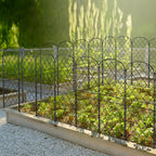 10-Pack Decorative Metal Garden Fence Panels - Rustproof No-Dig Animal Barrier - Arched Wire Edging for Flower Beds, Patio & Outdoor Decor