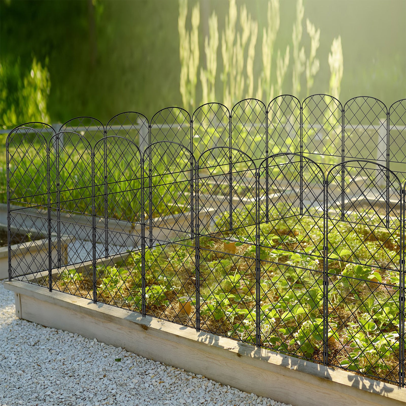 10-Pack Decorative Metal Garden Fence Panels - Rustproof No-Dig Animal Barrier - Arched Wire Edging for Flower Beds, Patio & Outdoor Decor
