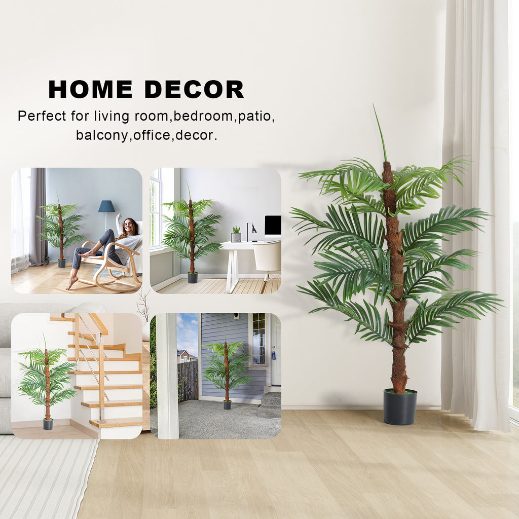 4FT Artificial Palm Tree - Faux Tropical Plant with Pot for Indoor Home & Office Decor