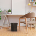 Wooden Waste Bin with Integrated Dual Metal Handles, Versatile Garbage Pail for Home or Office Use, Dark Brown/Gray-White