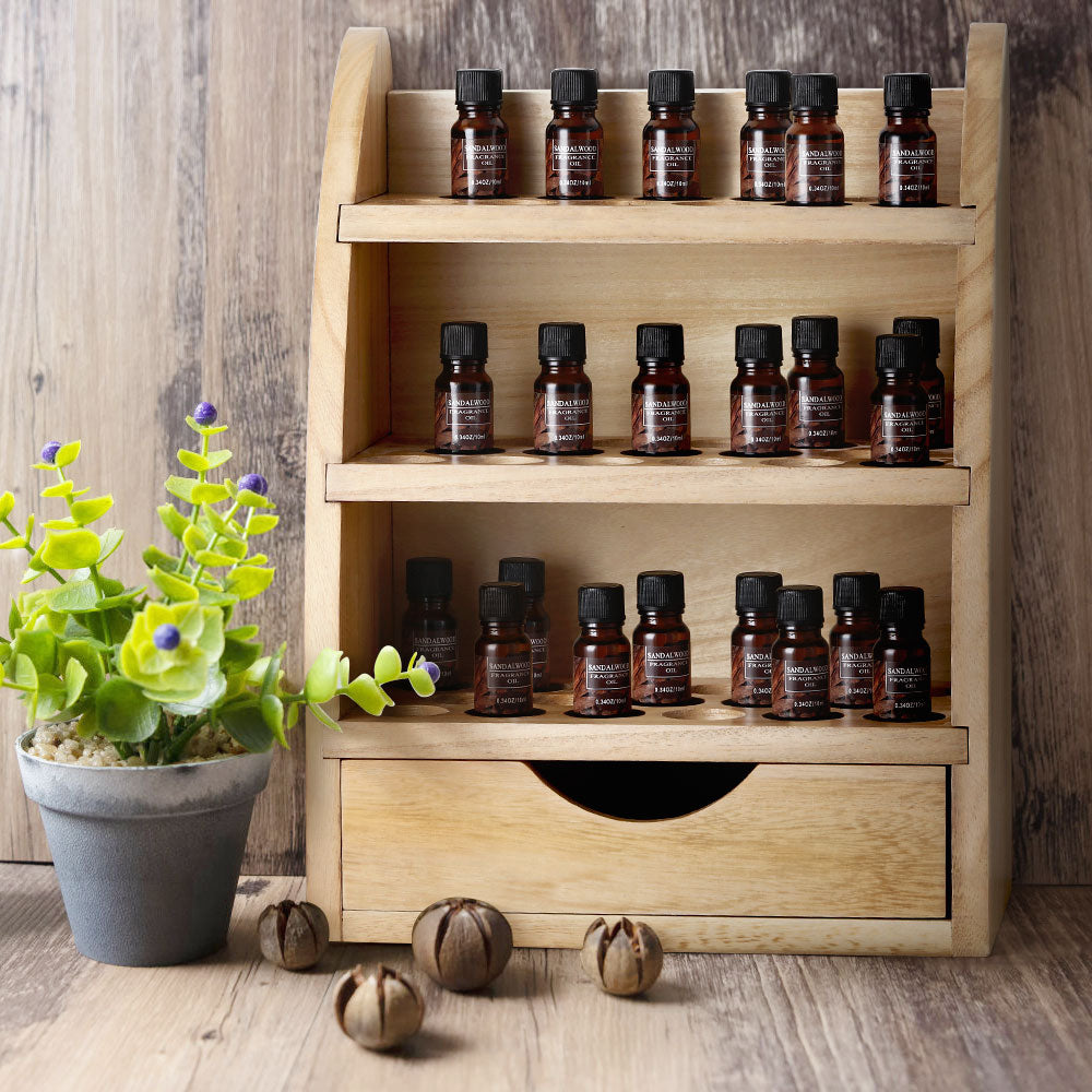 Natural Wood Aromatherapy Bottle Display and Organizer Stand