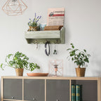 Wall Mount Shelf with 3 Hooks Storage Organizer for Kitchen Entryway Bedroom Bathroom