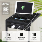 2-Pack C-Shaped Side Tables with Charging Station, USB & Power Outlet Sofa End Tables, Black