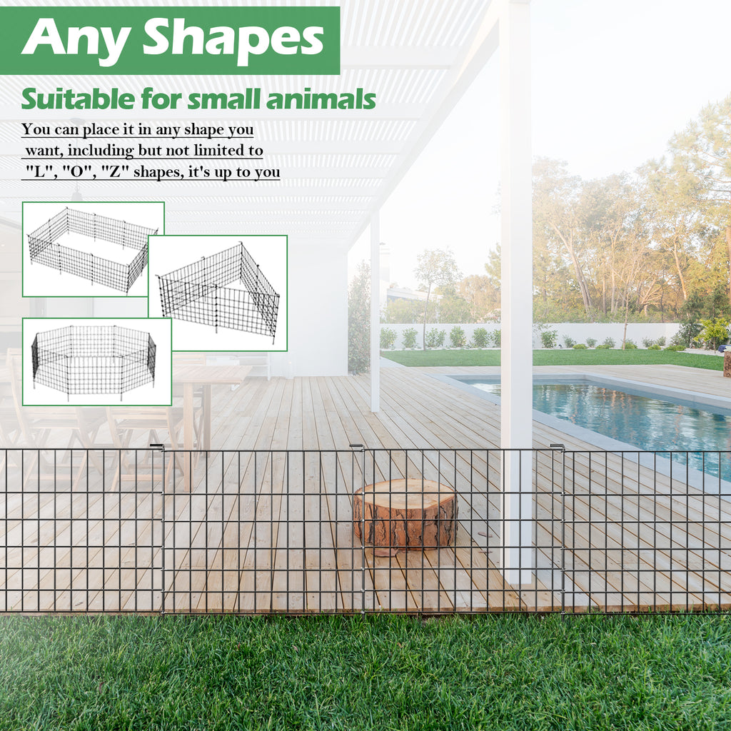 4-Pack Decorative Metal Garden Fence Panels - 30inchx24inch Heavy Duty Flower Bed Barrier & Animal Barrier