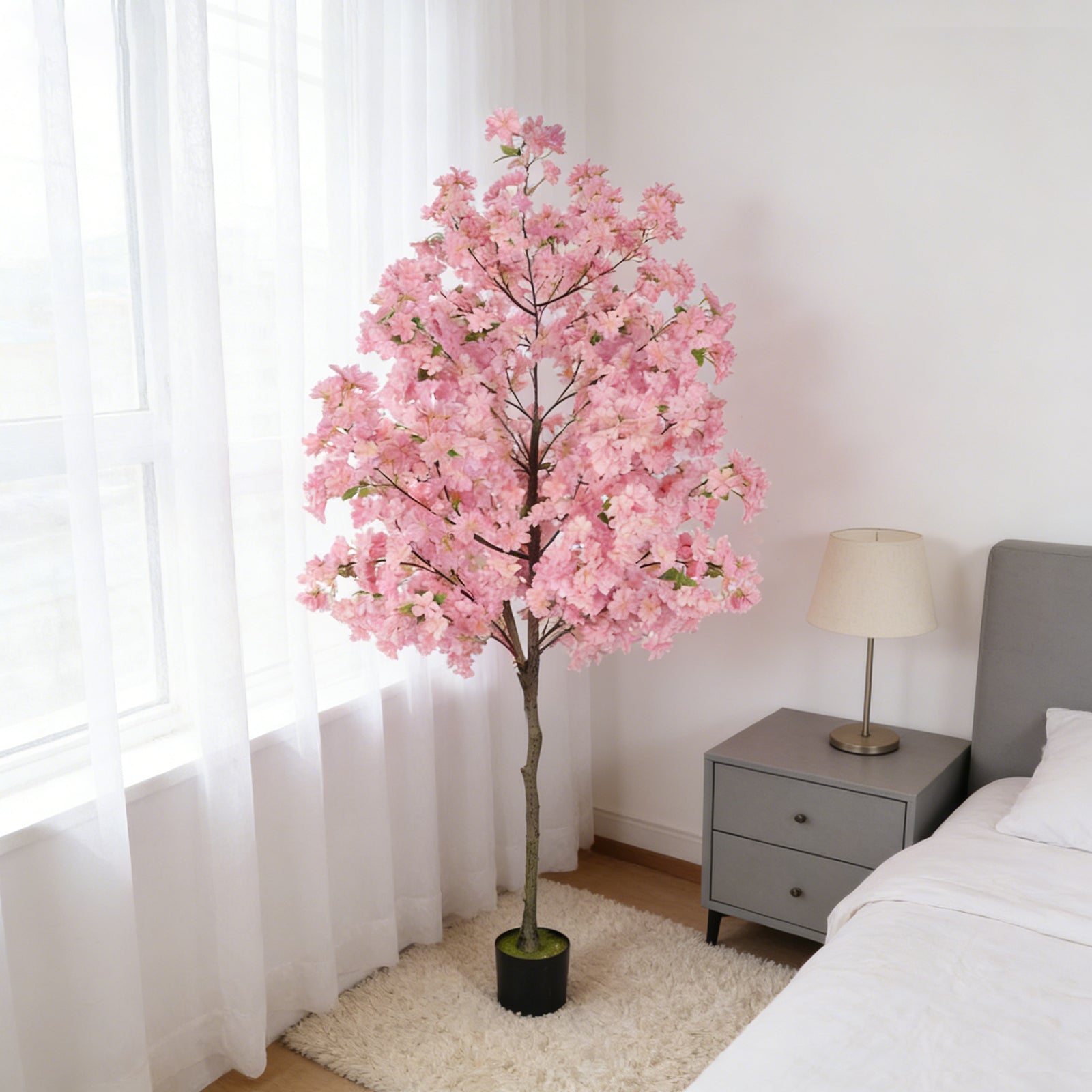 Sakura Dream 6ft Artificial Cherry Blossom Tree | Lifelike Faux Silk Plant in Nursery Pot