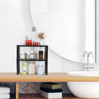 Set of 2 Black Cabinet Shelf Inserts - Expandable & Stackable Kitchen Organizer for Spice Rack