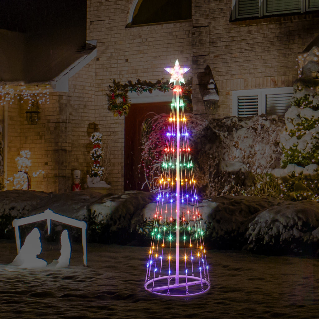 Indoor Artificial Christmas Tree with Multi-Colored Lights and Star Topper