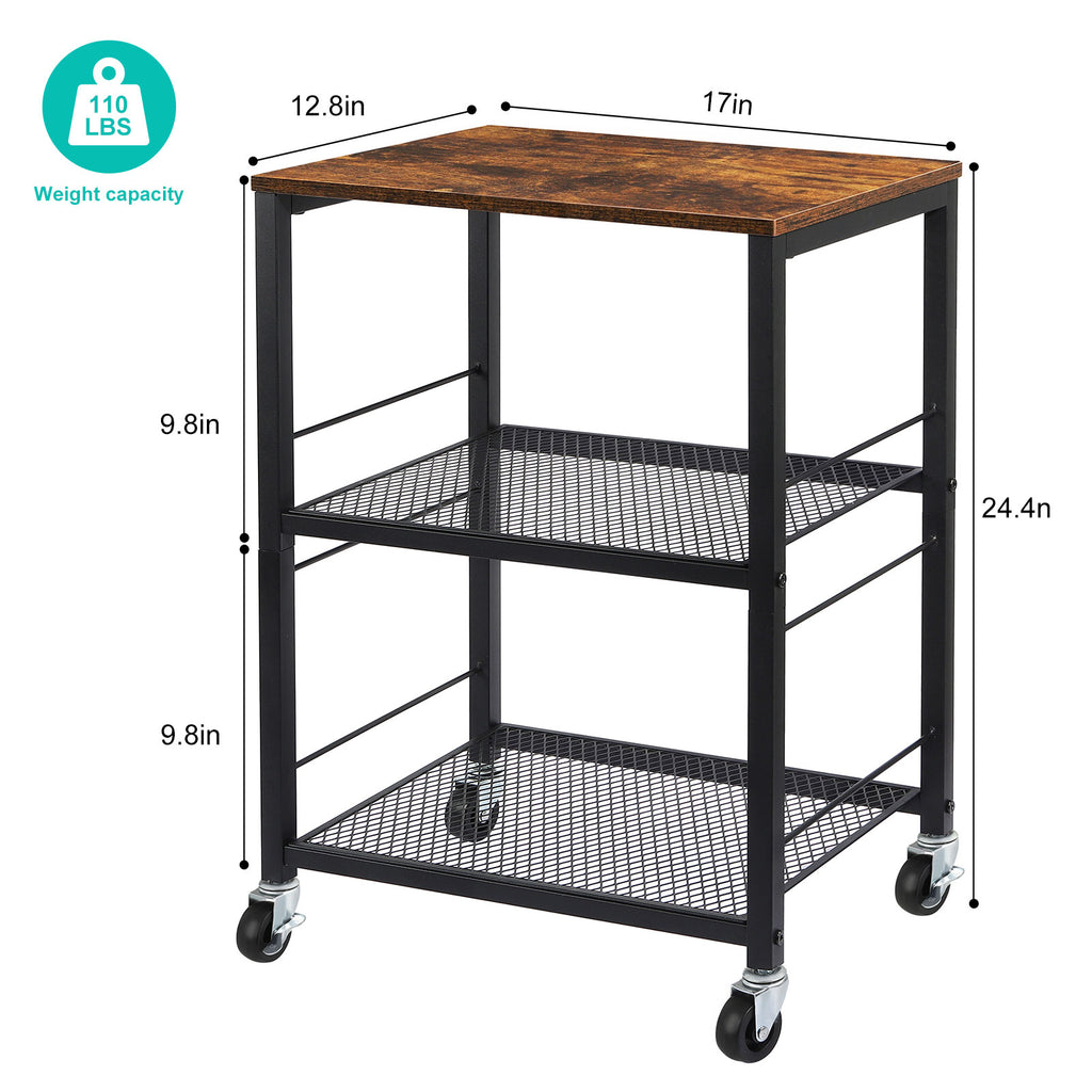 3-Tier Rolling Utility Cart | Mobile Kitchen & Beverage Station with Lockable Wheels