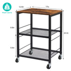 3-Tier Rolling Utility Cart | Mobile Kitchen & Beverage Station with Lockable Wheels