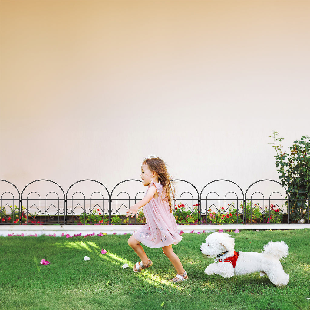 35-Panel Garden Fence Border - Arch & Diamond Design No-Dig Animal Barrier - Decorative Metal Fencing for Patio & Lawn
