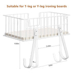 Wall Mounted Ironing Station Organizer with Flexible Hooks for T and Y-Leg Boards, Laundry Room Storage Rack, White finish