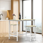 Bar Table and Chairs Set for 2, Industrial Kitchen Dining Bar Table with 2 Stools 3 Piece Rectangular Breakfast Bar Table Set
