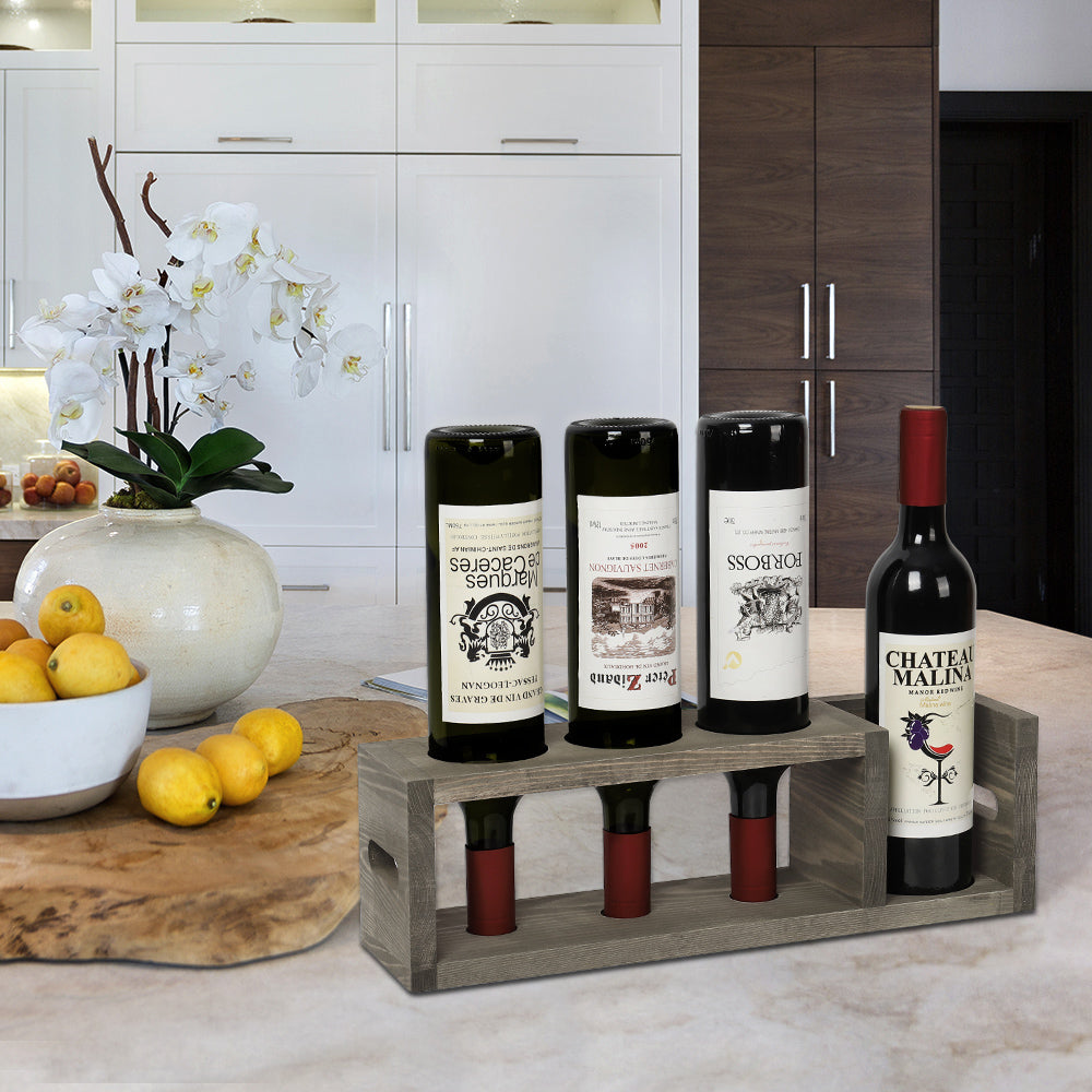 Countertop Wine Rack, Tabletop Wine Bottle Holder for 4 Bottles, Freestanding Wine Rack Compact Storage for Wine Cellar Bar Cabinet Kitchen Dining Room
